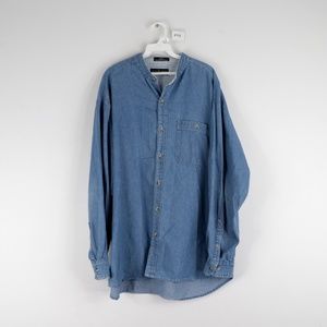 Vintage 90s God Bless America Flag Denim Shirt